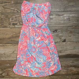 Bnwot Pink And Blue Lilly Pulitzer Strapless Dress - image 1